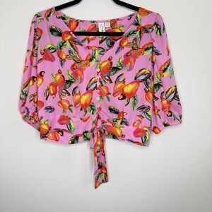 Joie Pink and Orange Floral Blouse - cropped